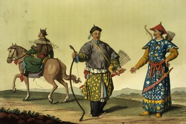 Mongolische Acht-Flaggen-Soldaten aus Chings Streitkräften, graviert von A. Rancati